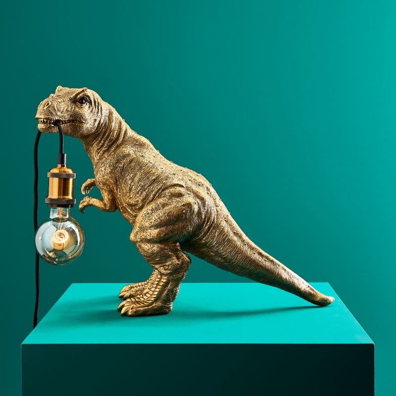 Tischleuchte Dinosaurier Rexy in Gold von Werner Voß, Ansicht 2