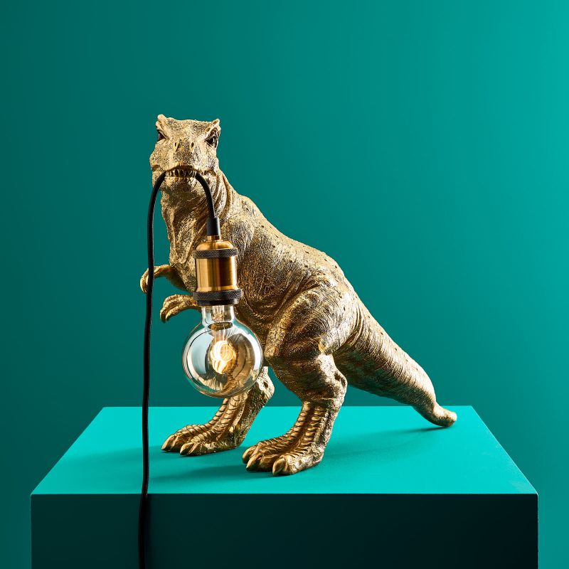 Tischleuchte Dinosaurier Rexy in Gold von Werner Voß, Ansicht 3