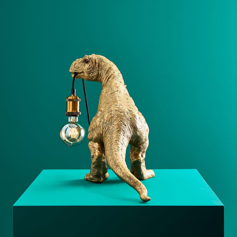 Tischleuchte Dinosaurier Rexy in Gold von Werner Voß, Ansicht 4