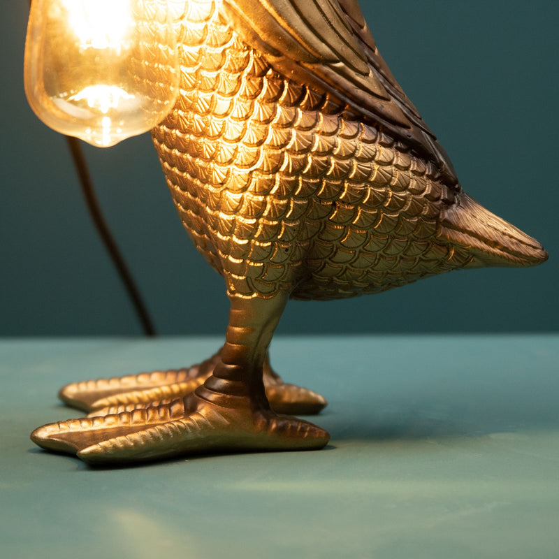 Tischleuchte Ente Son of a Duck in Gold von Werner Voß, Nahaufnahme