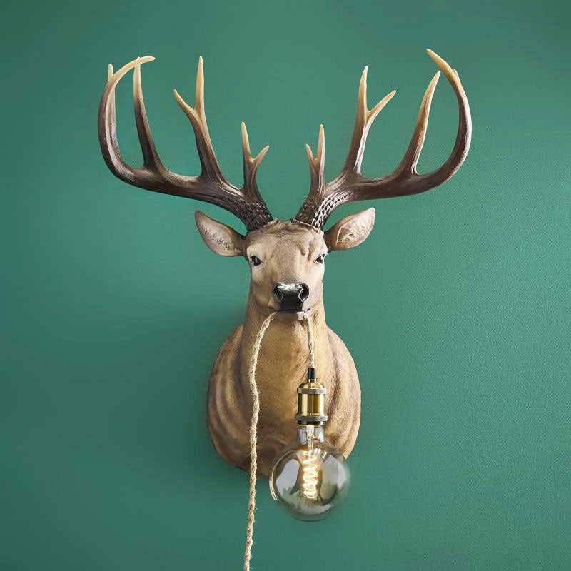 Wandleuchte Hirsch Harry in Braun von Werner Voß