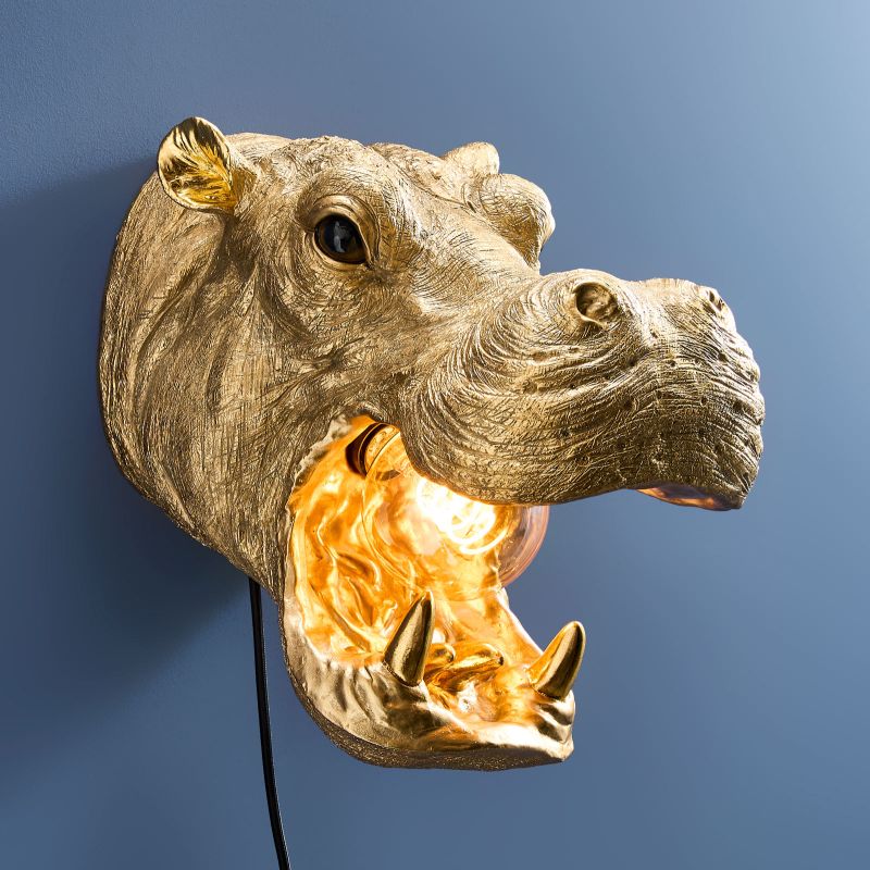 Wandleuchte Nilpferd Patty in Gold von Werner Voß