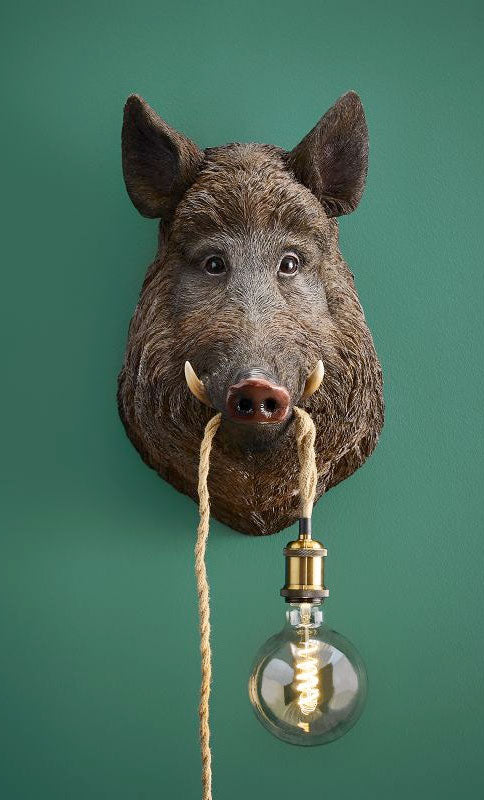 Wandleuchte Wildschwein Willy in Braun von Werner Voß