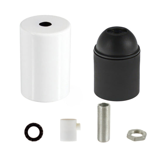 Metall Lampenfassung / Weiss glänzend E27 Kit