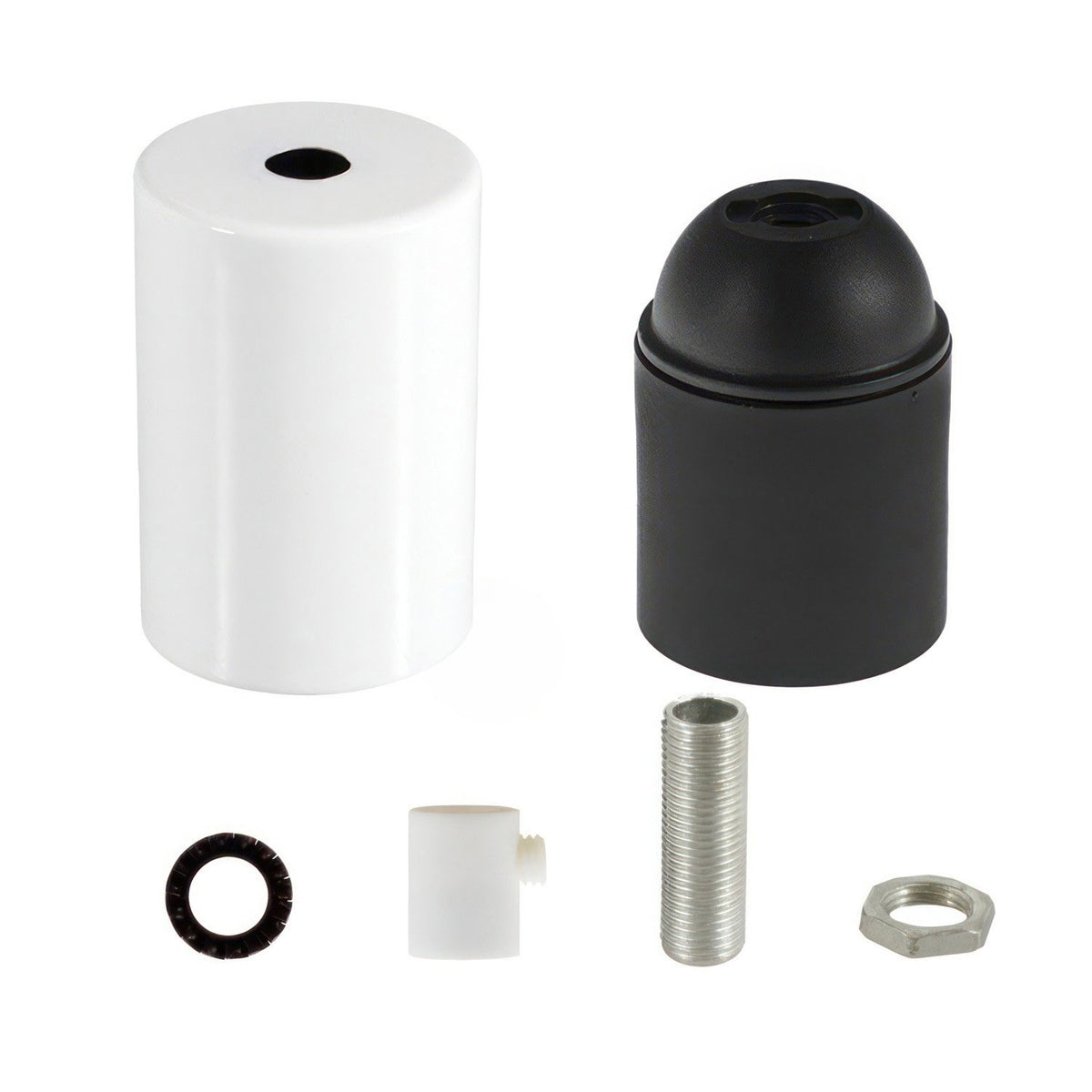 Metall Lampenfassung / Weiss glänzend E27 Kit