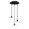 Pendelleuchte esse14 S14d, 3-flammig asymmetrisch, Baldachin Rose-One – Schwarz