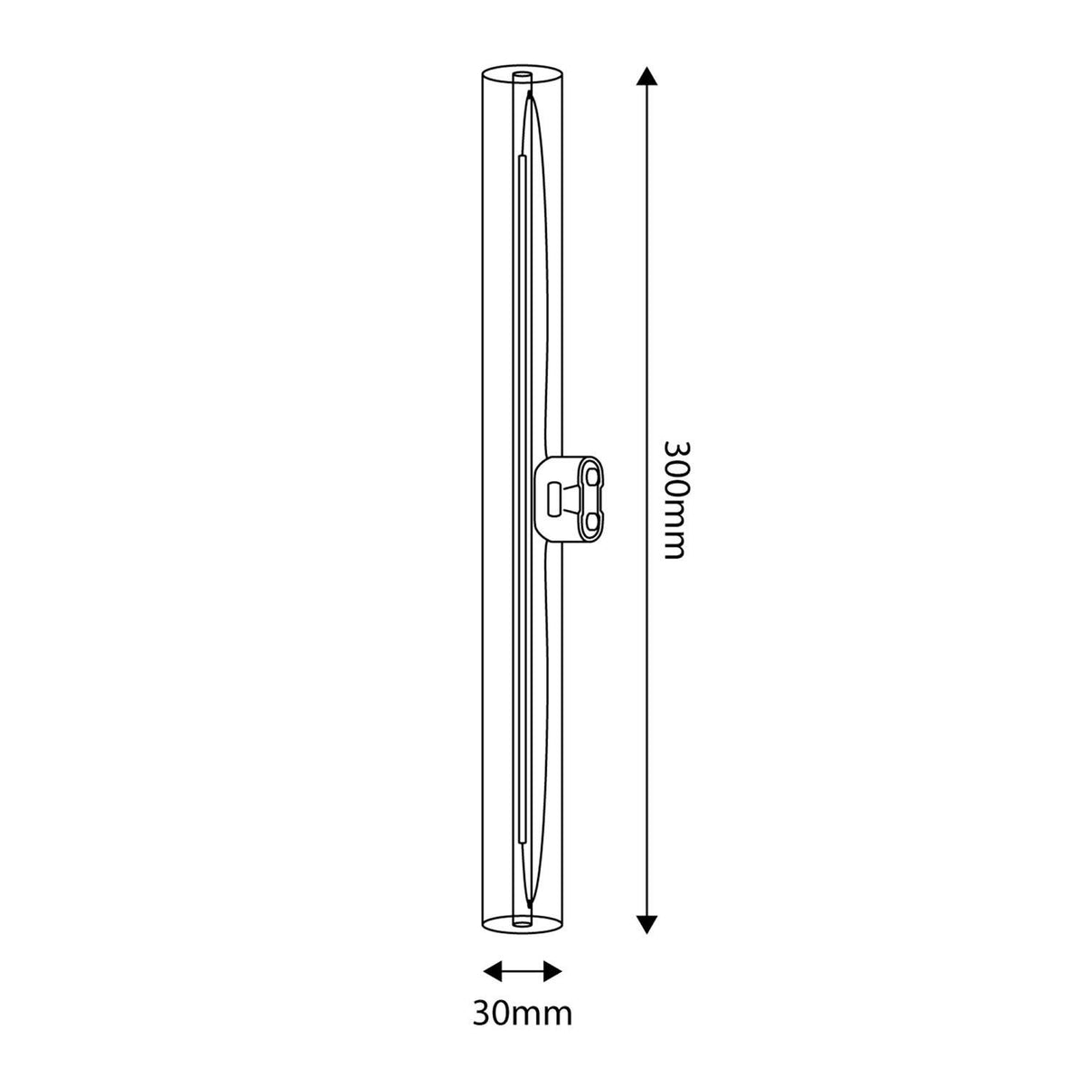 S14d LED-Röhrenlampe Porzellan-Effekt – 300 mm, 6W, 2700K, dimmbar