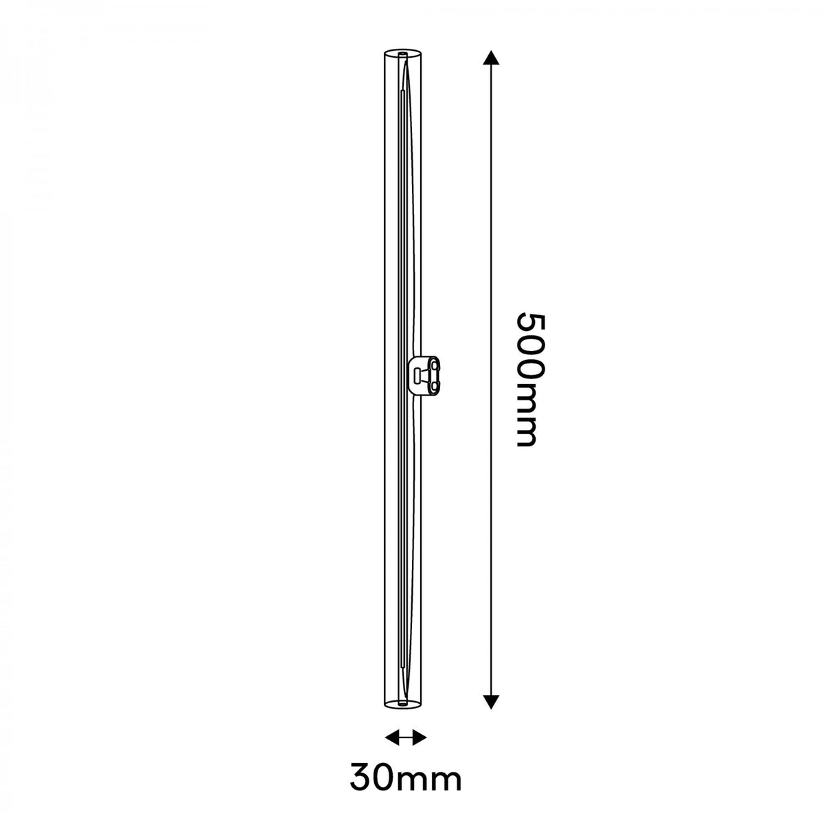 S14d LED-Röhrenlampe Porzellan-Effekt – 500 mm, 7W, 2700K, dimmbar