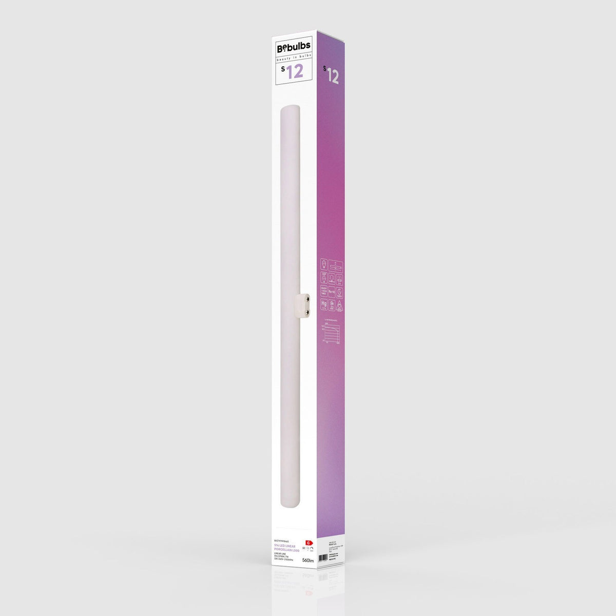 S14d LED-Röhrenlampe Porzellan-Effekt – 500 mm, 7W, 2700K, dimmbar