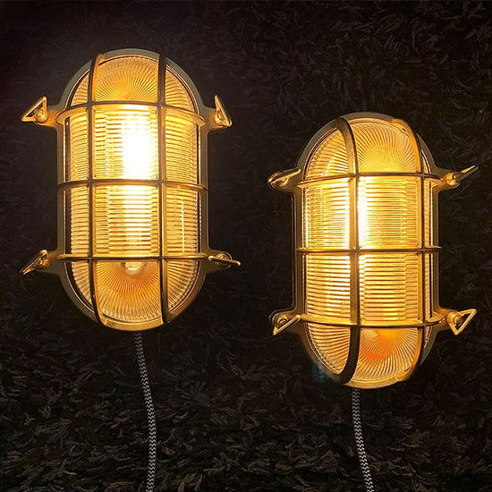 Schiffslampe Messing / Oval