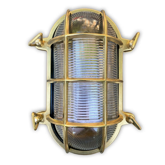 Schiffslampe Messing / Oval, Klarglas, 235mm