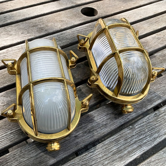 Schiffslampe Messing / Oval klar