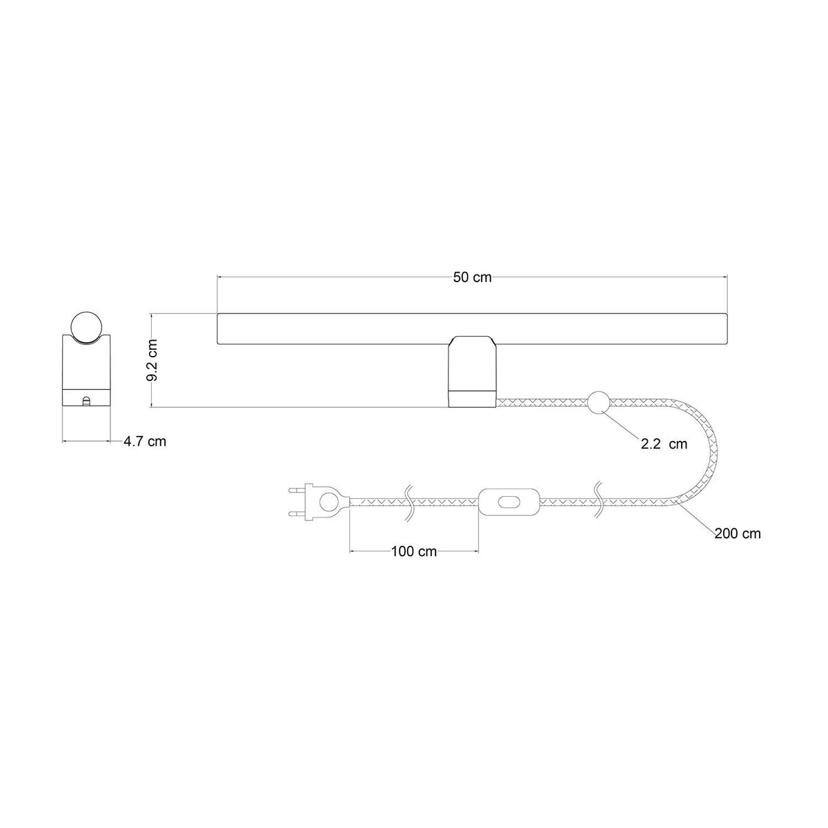 Spostaluce-Leuchte esse14 S14d mit Stecker und Schalter – Weiss