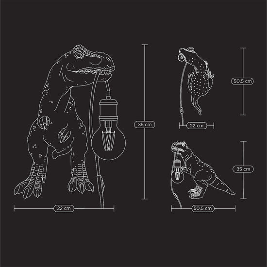 Tischleuchte Dinosaurier Rexy, gold