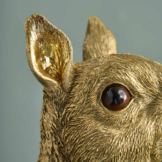 Tischleuchte Eichhörnchen „Eduard Eichhorn“ gold, Detail Auge