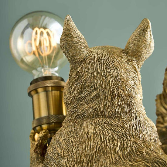 Tischleuchte Eichhörnchen „Eduard Eichhorn“ gold, Detail Ohren