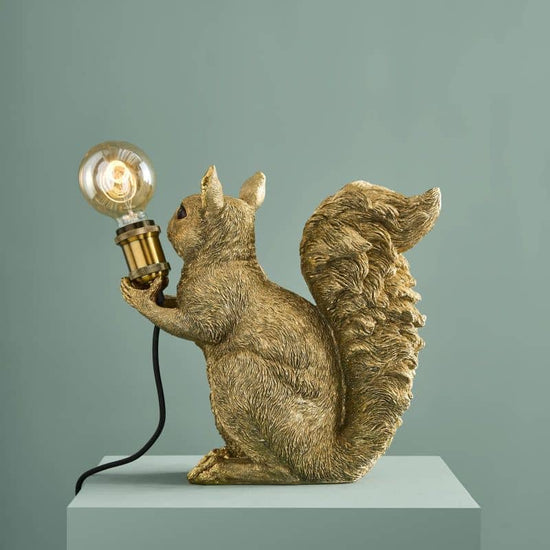 Tischleuchte Eichhörnchen „Eduard Eichhorn“ gold von hinten
