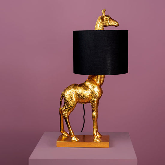 Tischleuchte Giraffe Lucie, schwarz/gold