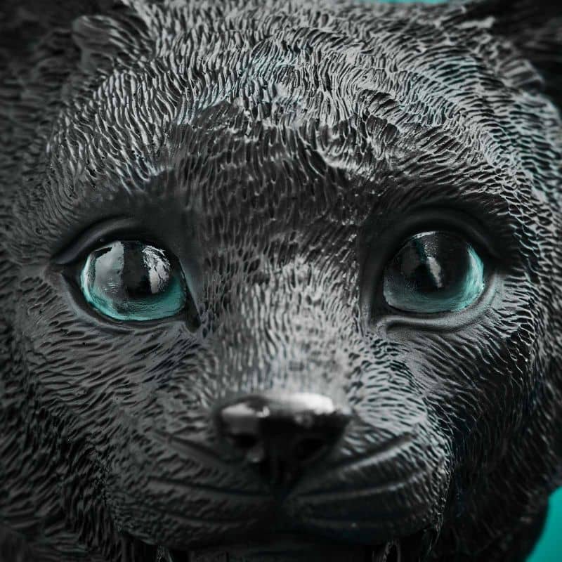 Tischleuchte Katze Chouchou schwarz Gesicht mit grünen Augen