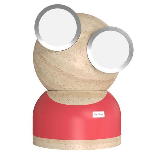 Tischleuchte Mr. Watt mit Brille / Holz, rot