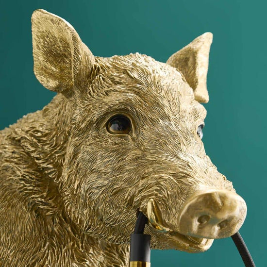 Tischleuchte Wildschwein William, gold