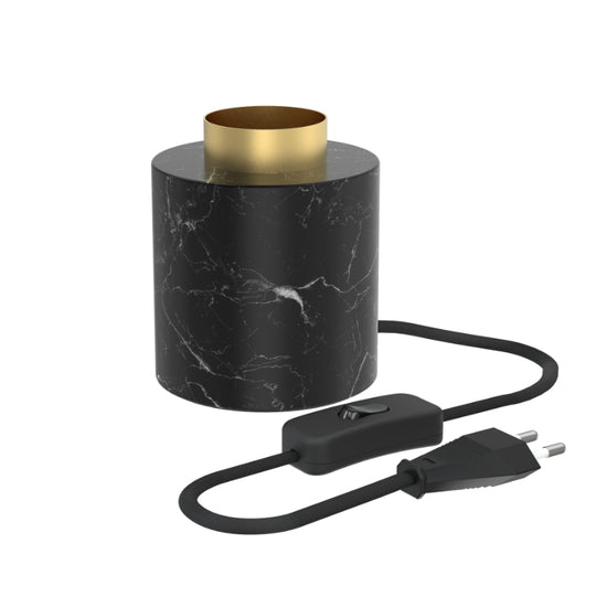 Tischleuchte Marmor Zylinder / Schwarz