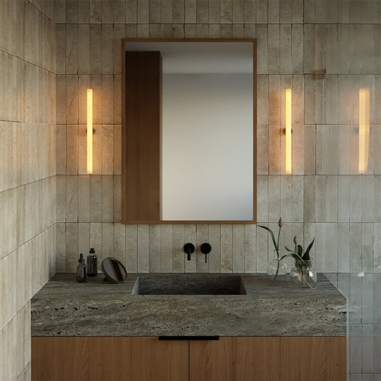 Wand- und Deckenleuchte esse14 S14d, IP44, mit LED-Röhre Porzellan-Effekt 500 mm – Marmoroptik braun