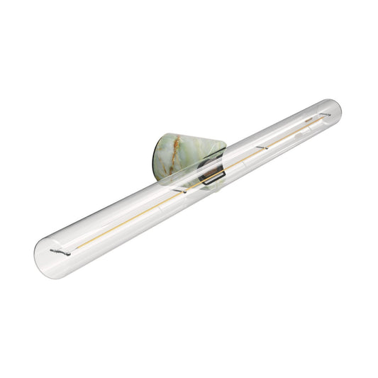 Wand- und Deckenleuchte esse14 S14d, IP44, mit LED-Röhre transparent 500 mm – Marmoroptik grün