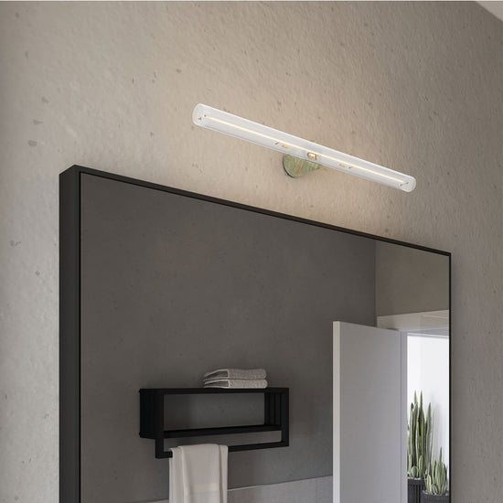 Wand- und Deckenleuchte esse14 S14d, IP44, mit LED-Röhre transparent 500 mm – Marmoroptik grün