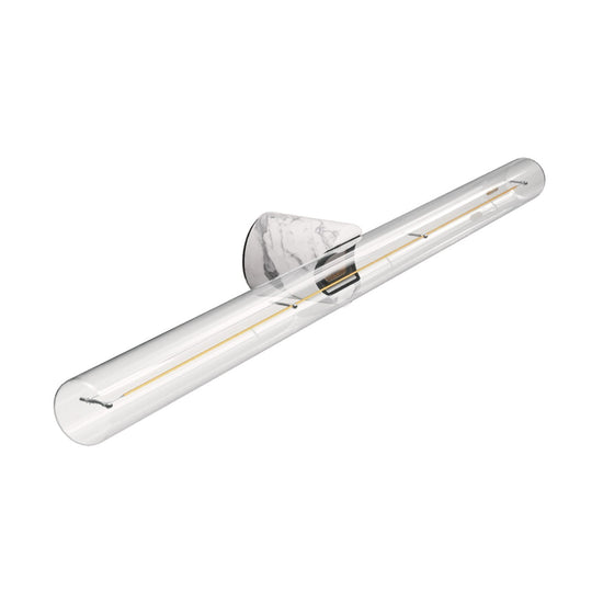 Wand- und Deckenleuchte esse14 S14d, IP44, mit LED-Röhre transparent 500 mm – Marmoroptik weiss