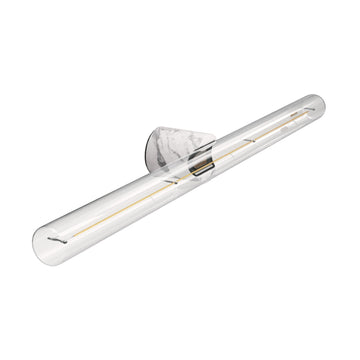 Wand- und Deckenleuchte esse14 S14d, IP44, mit LED-Röhre transparent 500 mm – Marmoroptik weiss
