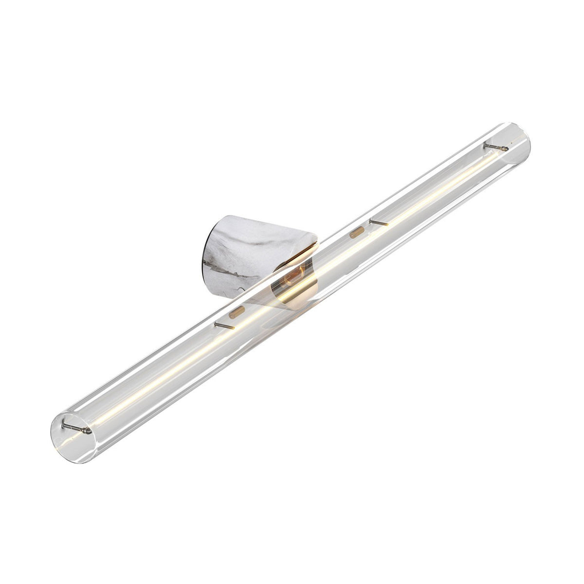 Wand- und Deckenleuchte esse14 S14d, IP44, mit LED-Röhre transparent 500 mm – Marmoroptik weiss
