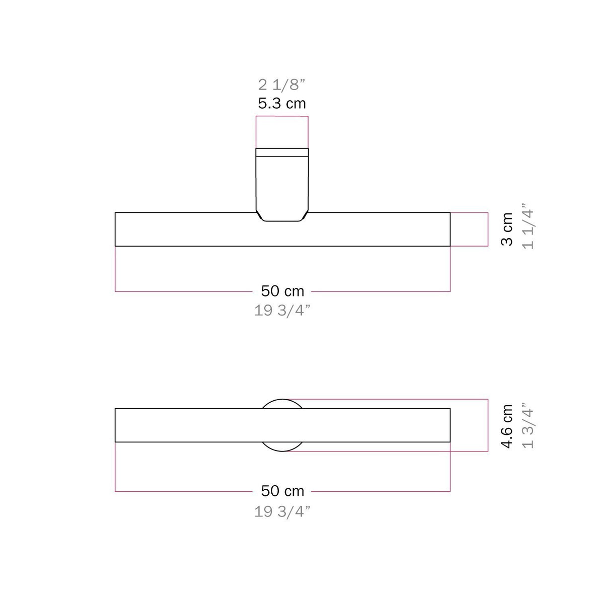 Wand- und Deckenleuchte S14d Metall mit LED-Röhre Porzellan-Effekt 500 mm – Kupfer satiniert