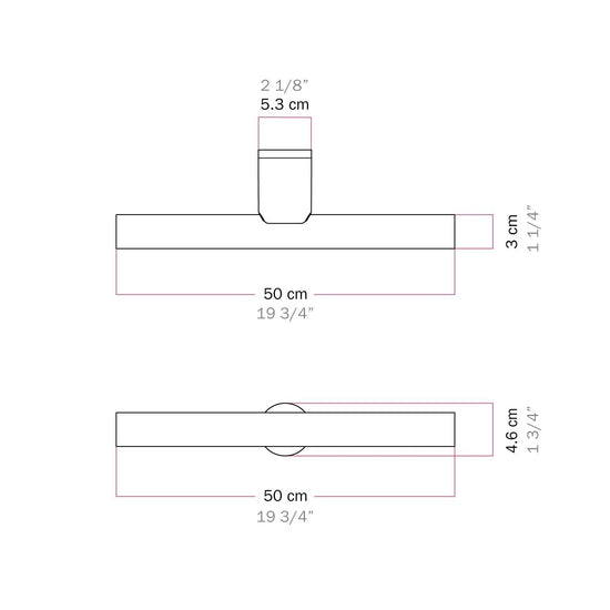 Wand- und Deckenleuchte S14d Metall mit LED-Röhre Porzellan-Effekt 500 mm – Titan satiniert