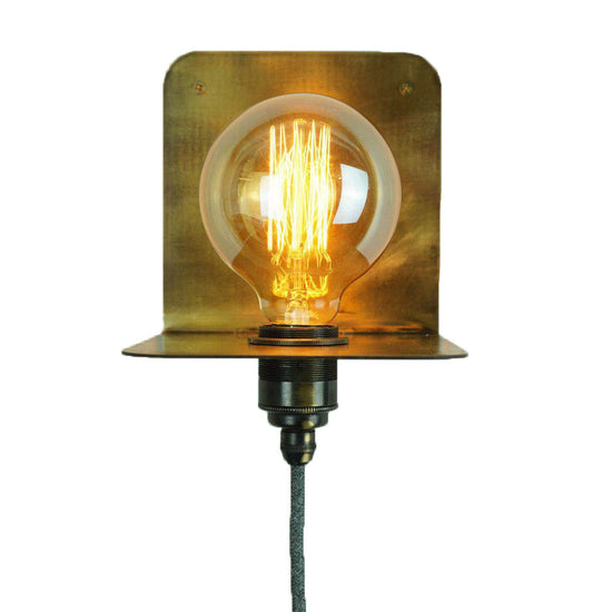 Wandleuchte "90° Mini" / Vintage Brass mit Fassung und Textilkabel