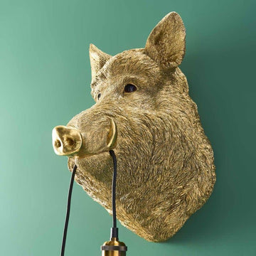 Wandleuchte Wildschwein Willy gold