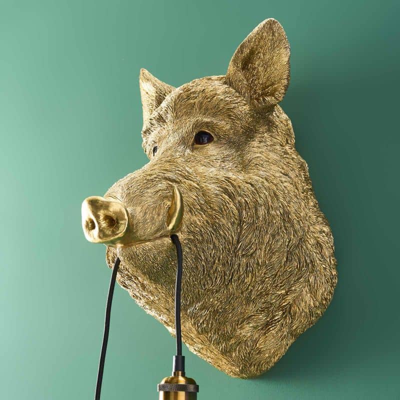 Wandleuchte Wildschwein Willy gold