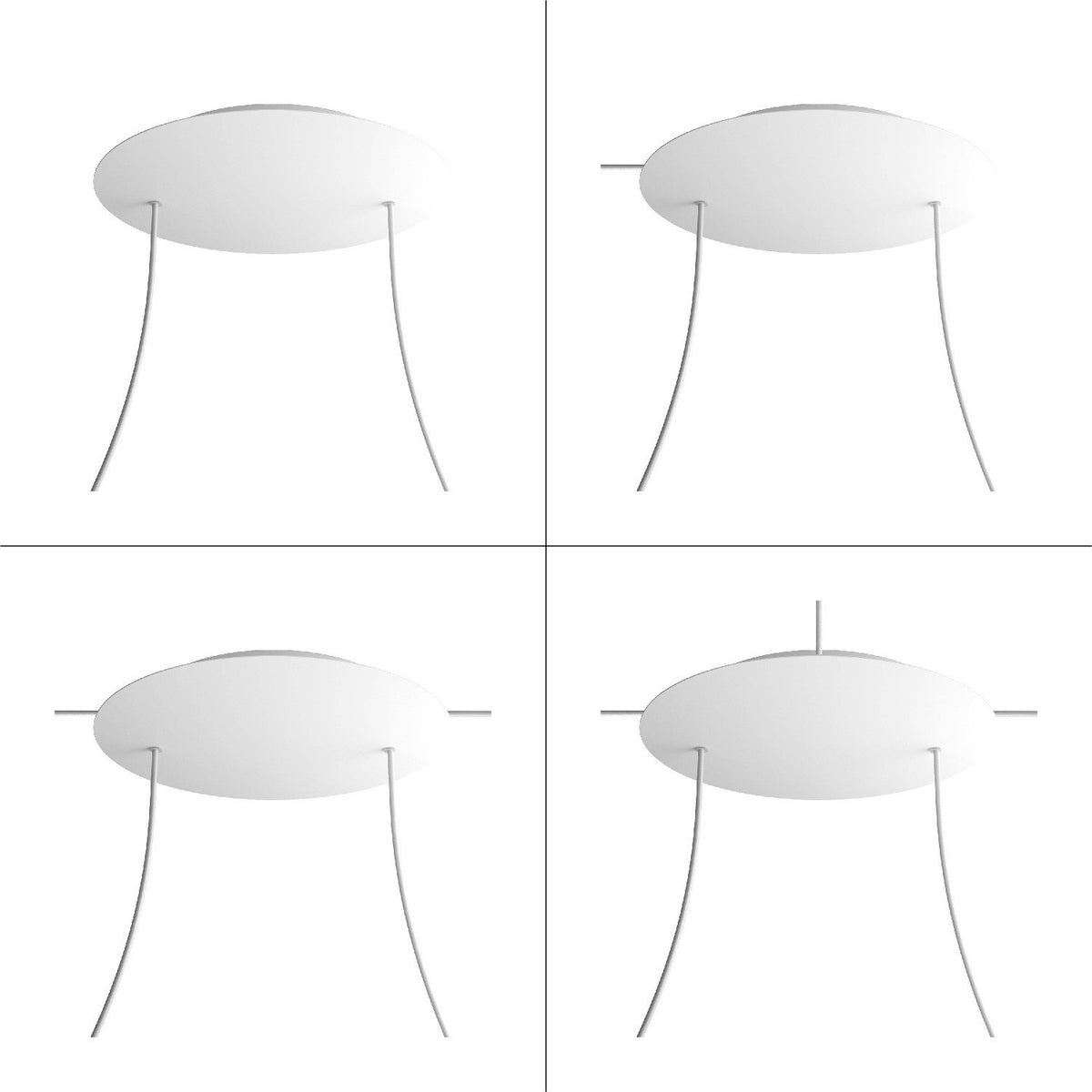 Lampenbaldachin XXL Rose-One rund, 2 Löcher + 4 Seitenlöcher, Ø 40 cm – Weiss matt, Weiss