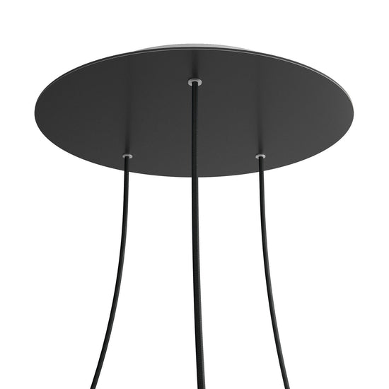 Lampenbaldachin XXL Rose-One rund, 3 Löcher + 4 Seitenlöcher, Ø 40 cm – Schwarz matt, Weiss