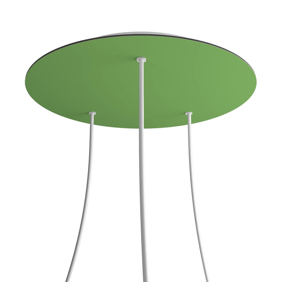Lampenbaldachin XXL Rose-One rund, 3 Löcher + 4 Seitenlöcher, Ø 40 cm – Wiesengrün, Weiss