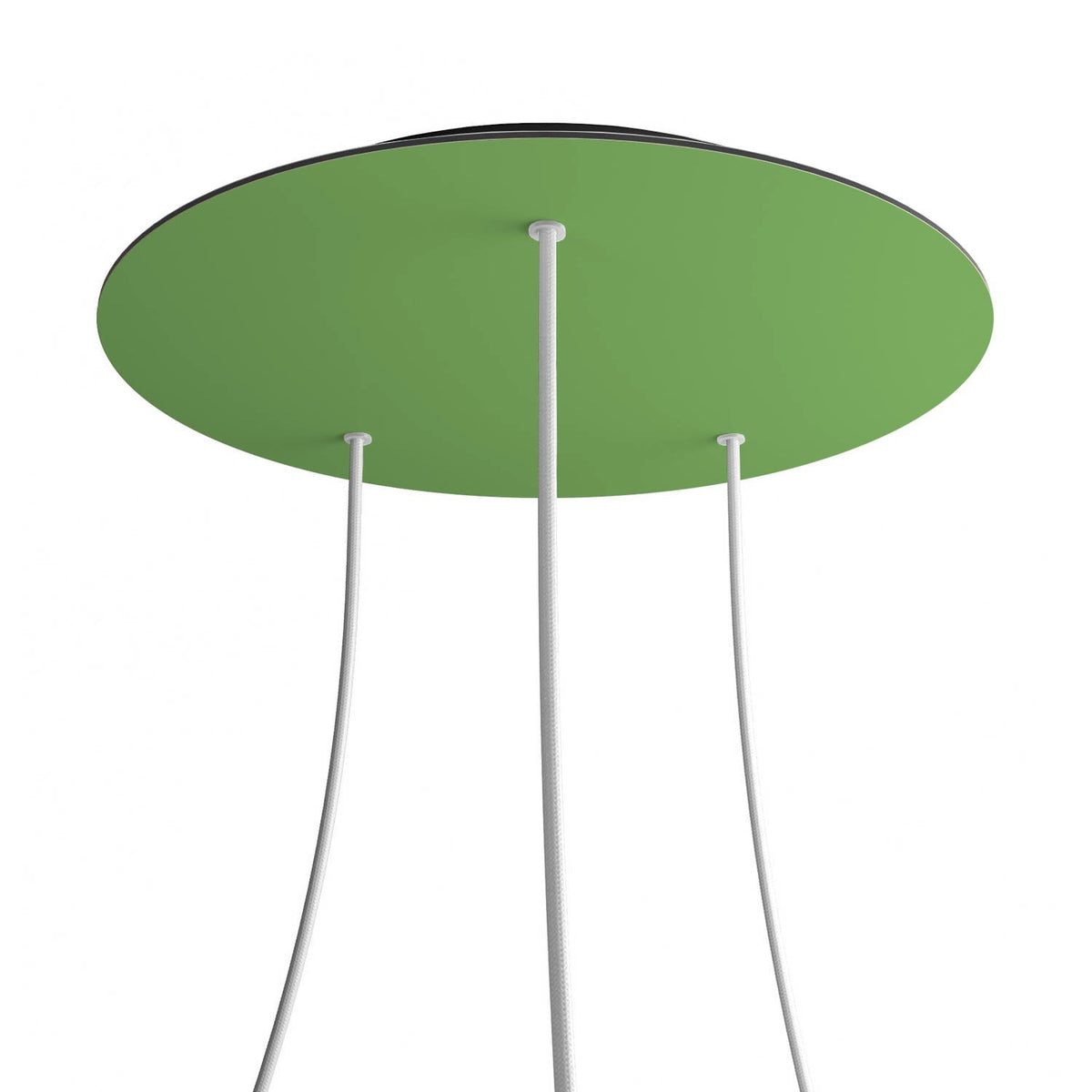 Lampenbaldachin XXL Rose-One rund, 3 Löcher + 4 Seitenlöcher, Ø 40 cm – Wiesengrün, Schwarz