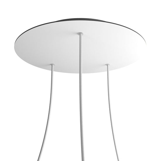 Lampenbaldachin XXL Rose-One rund, 3 Löcher + 4 Seitenlöcher, Ø 40 cm – Weiss matt, Schwarz