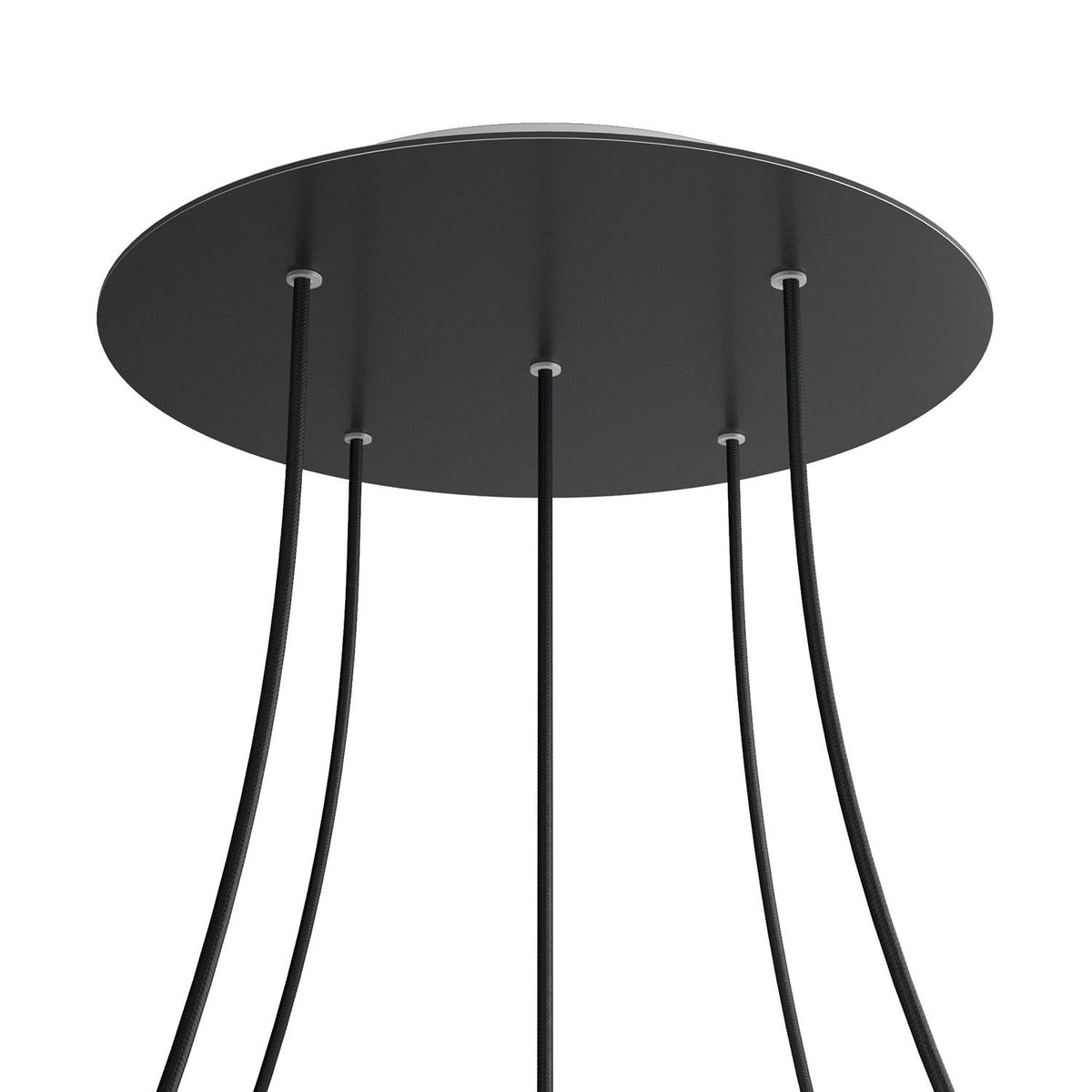 Lampenbaldachin XXL Rose-One rund, 5 Löcher + 4 Seitenlöcher, Ø 40 cm – Schwarz matt, Weiss