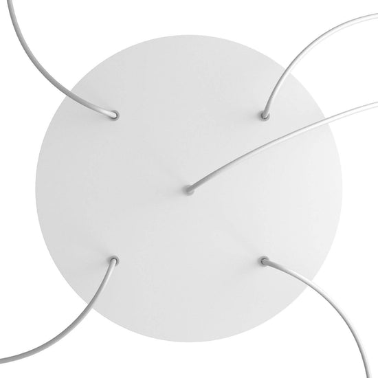 Lampenbaldachin XXL Rose-One rund, 5 Löcher + 4 Seitenlöcher, Ø 40 cm – Weiss matt, Weiss