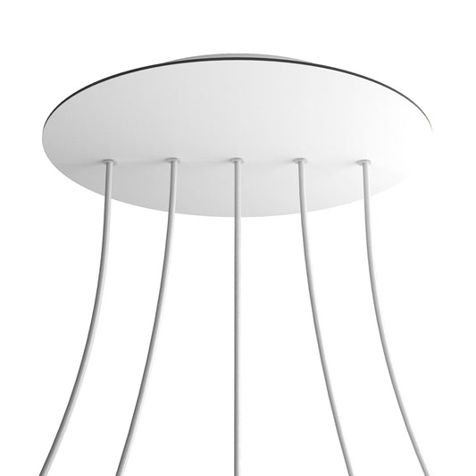Lampenbaldachin XXL Rose-One rund, 5 Löcher in Linie + 4 Seitenlöcher, Ø 40 cm – Weiss matt, Weiss
