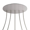 Lampenbaldachin XXL Rose-One rund, 5 Löcher in Linie + 4 Seitenlöcher, Ø 40 cm – Stahl satiniert, Weiss