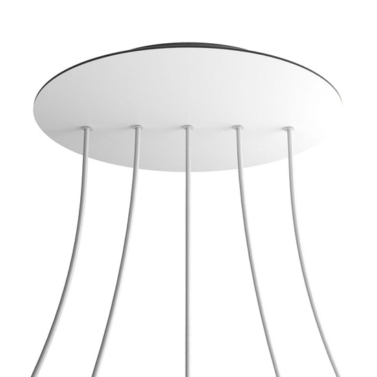 Lampenbaldachin XXL Rose-One rund, 5 Löcher in Linie + 4 Seitenlöcher, Ø 40 cm – Weiss matt, Schwarz