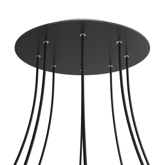 Lampenbaldachin XXL Rose-One rund, 8 Löcher + 4 Seitenlöcher, Ø 40 cm – Schwarz matt, Weiss