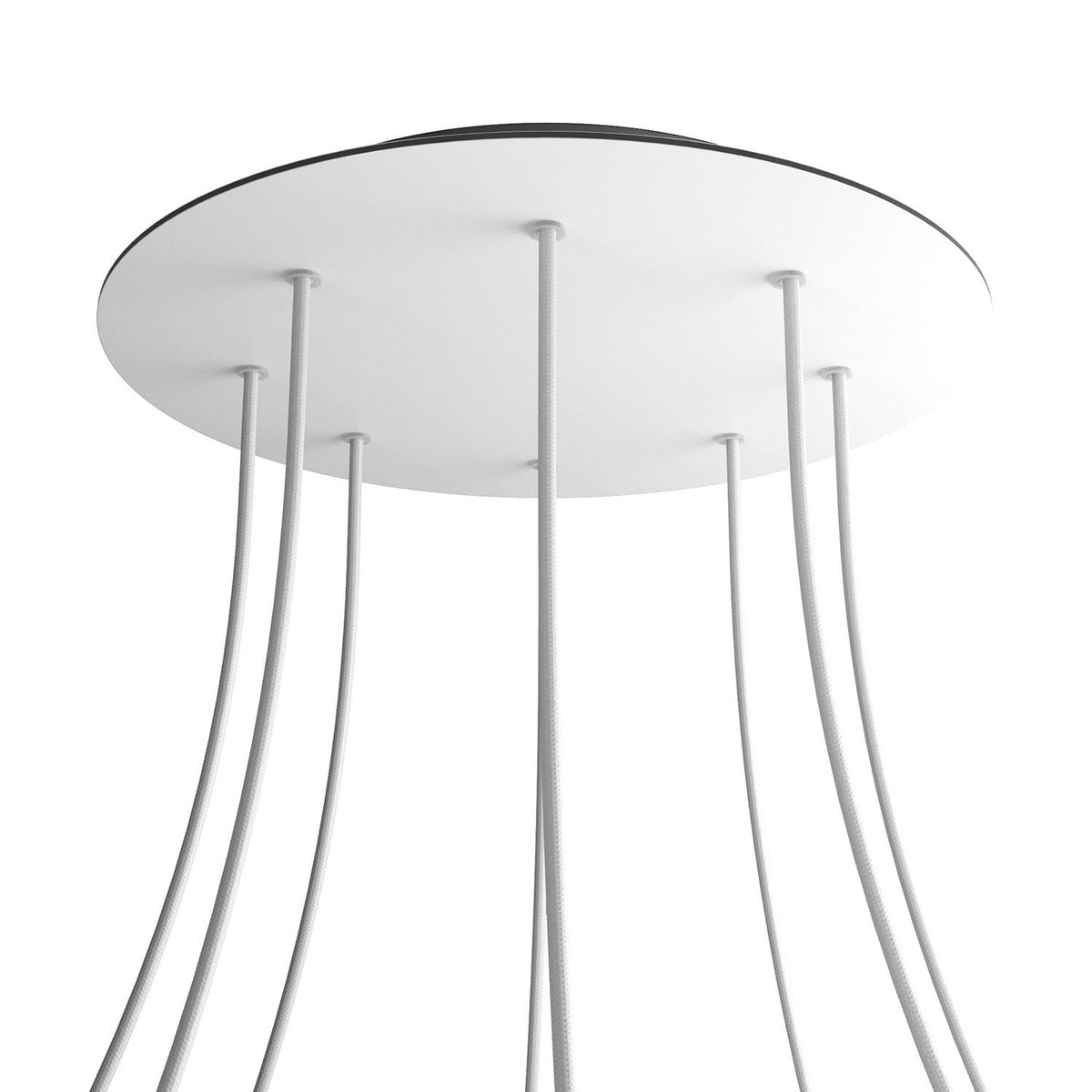Lampenbaldachin XXL Rose-One rund, 8 Löcher + 4 Seitenlöcher, Ø 40 cm – Weiss matt, Schwarz