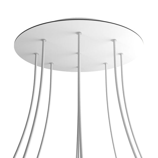 Lampenbaldachin XXL Rose-One rund, 9 Löcher + 4 Seitenlöcher, Ø 40 cm – Weiss matt, Weiss